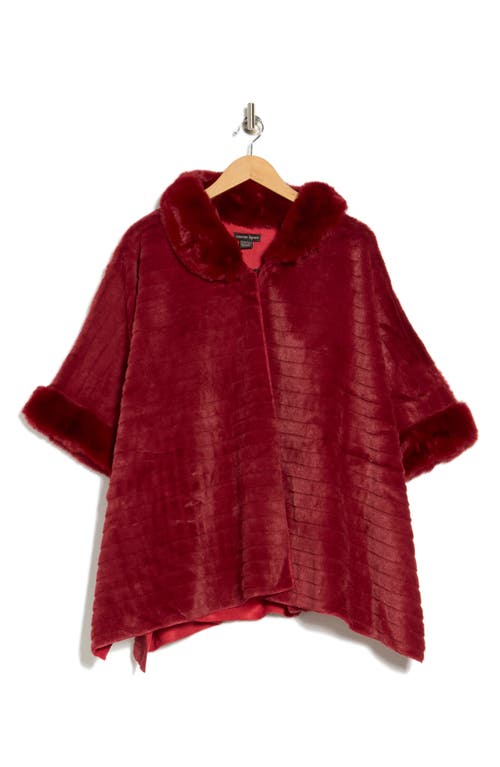 Nanette Lepore Collared Faux Fur Ruana In Burgundy