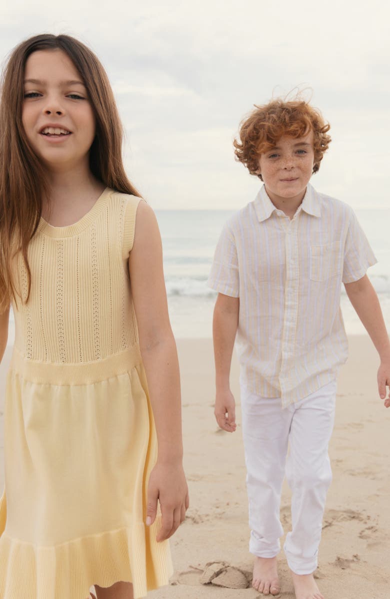 Hope & Henry Kids' Organic Flounce Hem Tank Sweater Dress, Alternate, color, Pale Yellow