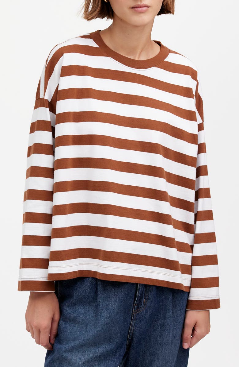 Madewell Stripe Oversize Long Sleeve Crewneck T-Shirt, Main, color,