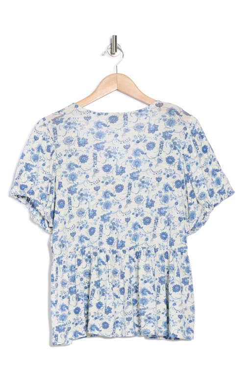 Lucky Brand Floral Smocked Puff Sleeve Top