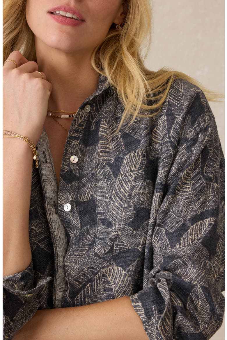 Palma Linen Shirt, Alternate, color, CHARCOAL BANANA LEAF