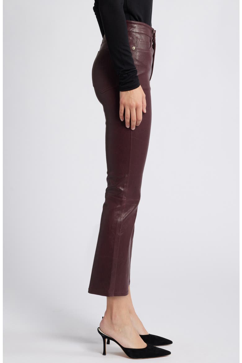 Le Crop Bootcut Leather Pants, Alternate, color, WINE