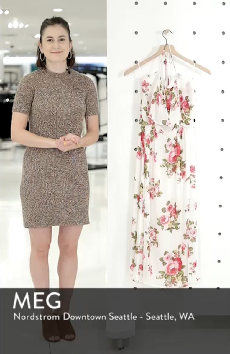 Floral Print Halter Midi Dress, sales video thumbnail