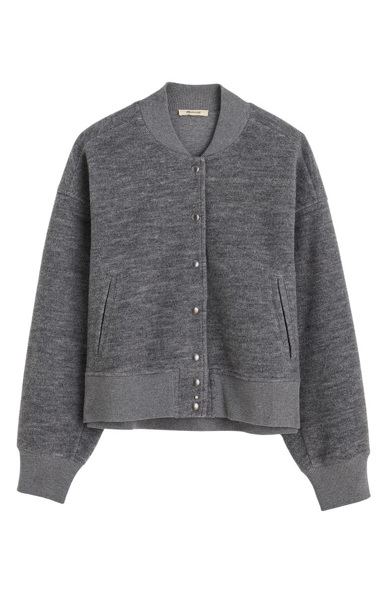 Madewell Double Faced Knit Bomber Jacket, Alternate, color, Heather Charcoal