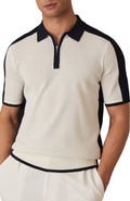 Reiss Varley Rib Colorblock Zip Polo Sweater