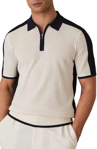 Reiss Varley Rib Colorblock Zip Polo Sweater
