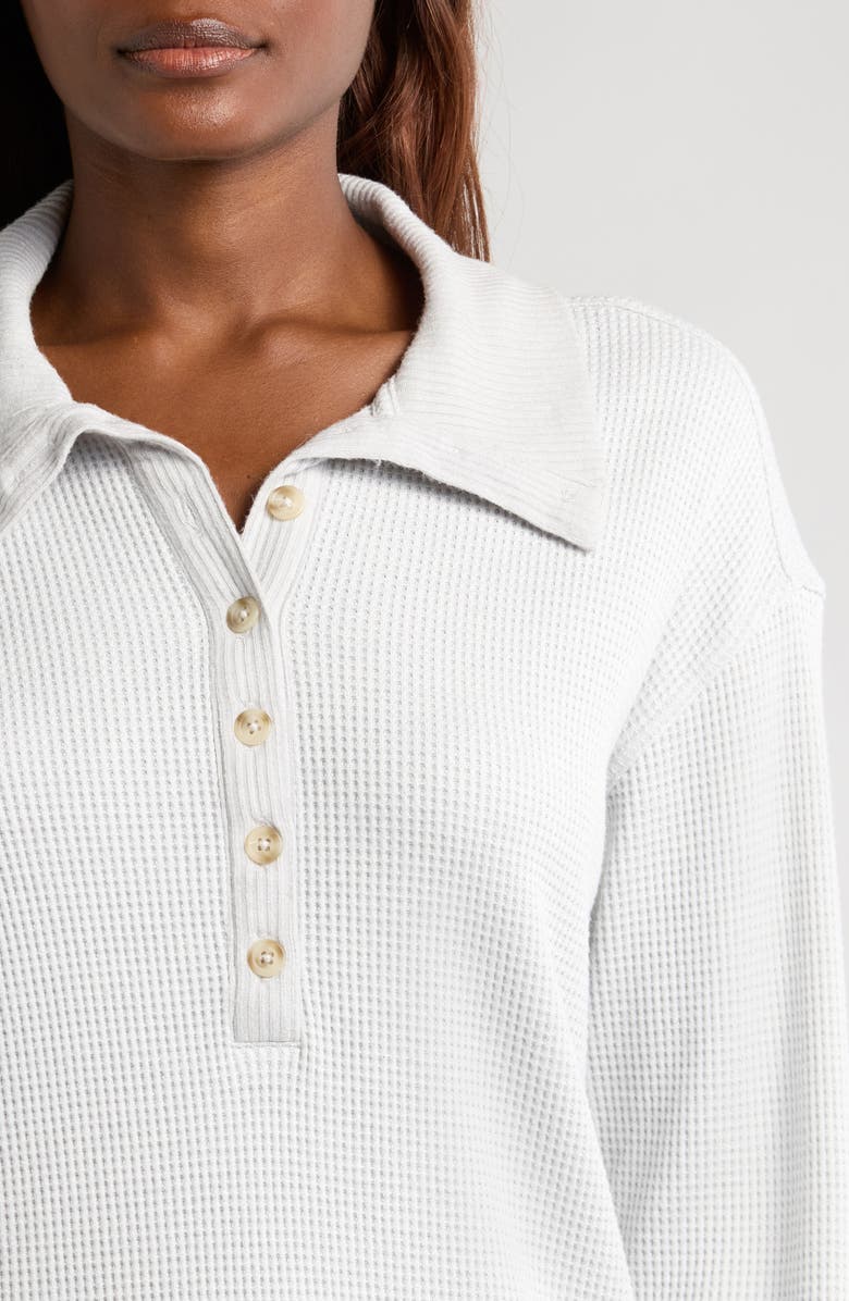 TravisMathew Long Weekend Henley Sweatshirt, Alternate, color, Heather Light Grey