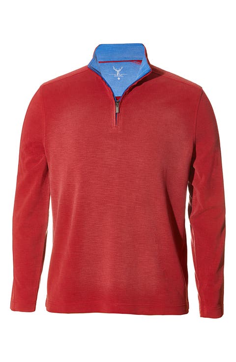 Waffle Stitch Polynosic Quarter Zip Pullover