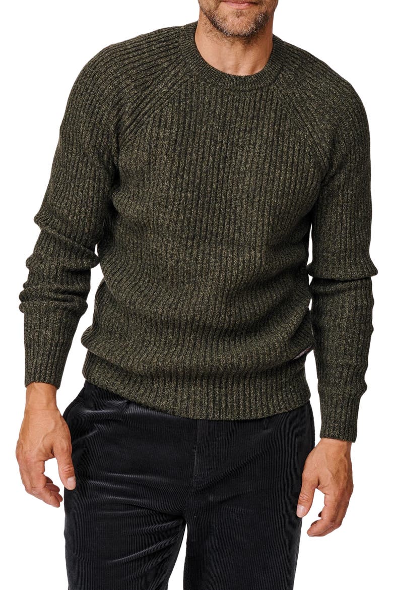 Ray Fisherman Rib Crew Neck Sweater, Alternate, color, Dark Khaki Mix