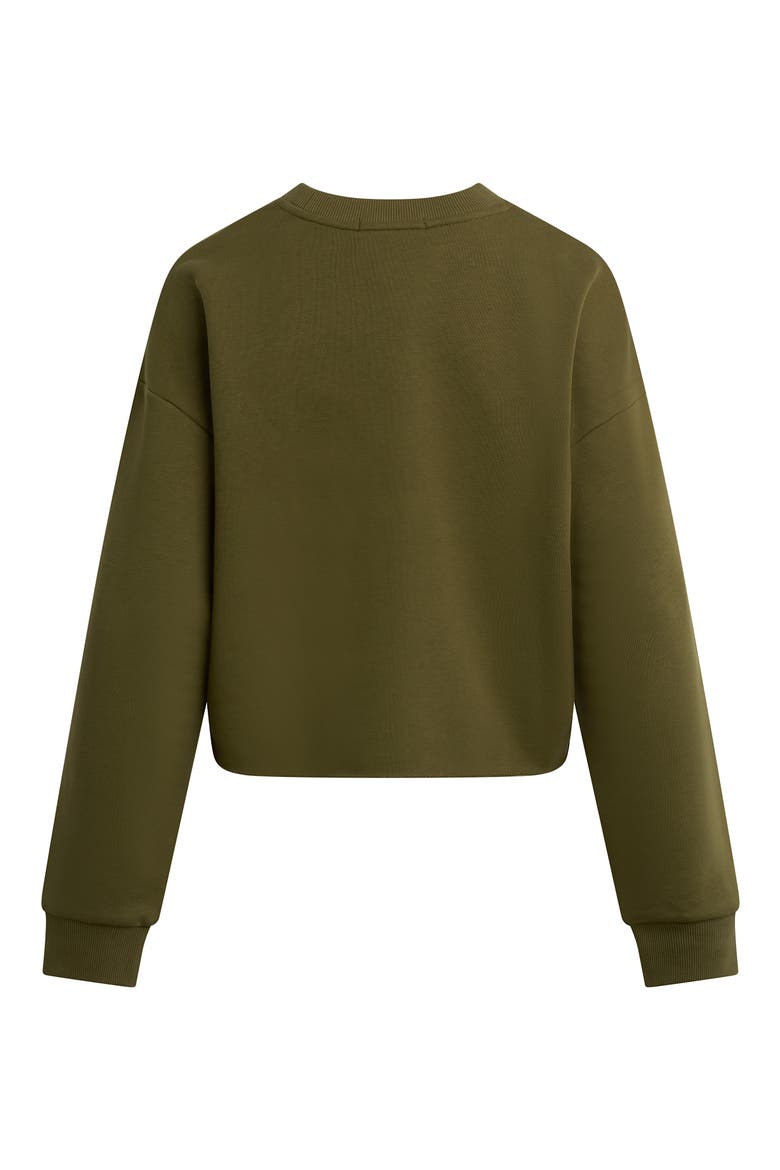 The Cropped Collegiate Sweatshirt, Alternate, color, SMOKETREE/ GARDENIA
