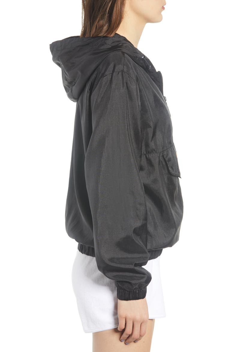 Jana Quarter Zip Nylon Anorak, Alternate, color, BLACK/ FUCHSIA PURPLE