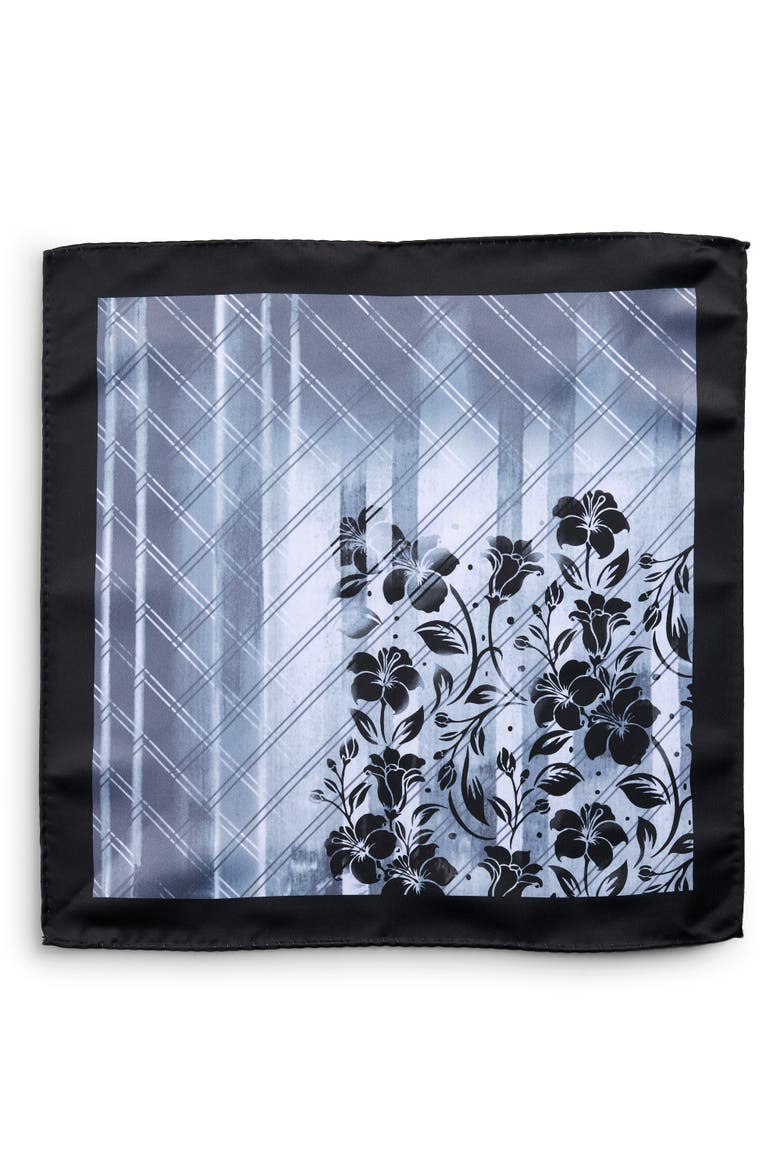Big & Tall Winter Floral Pocket Square, Alternate, color, BLACK