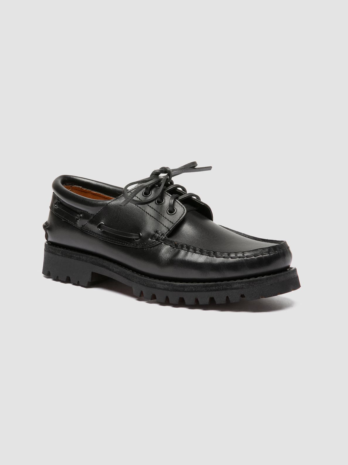 Officine Creative Heritage Flexi 001 Leather Boat Shoes, Alternate, color, Black