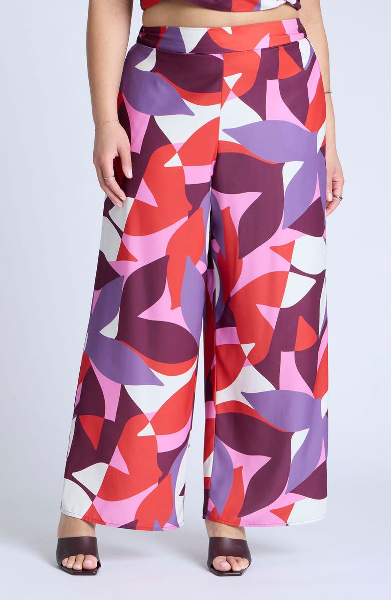 ELOQUII Print Pull-On Wide Leg Pants, Main, color, 