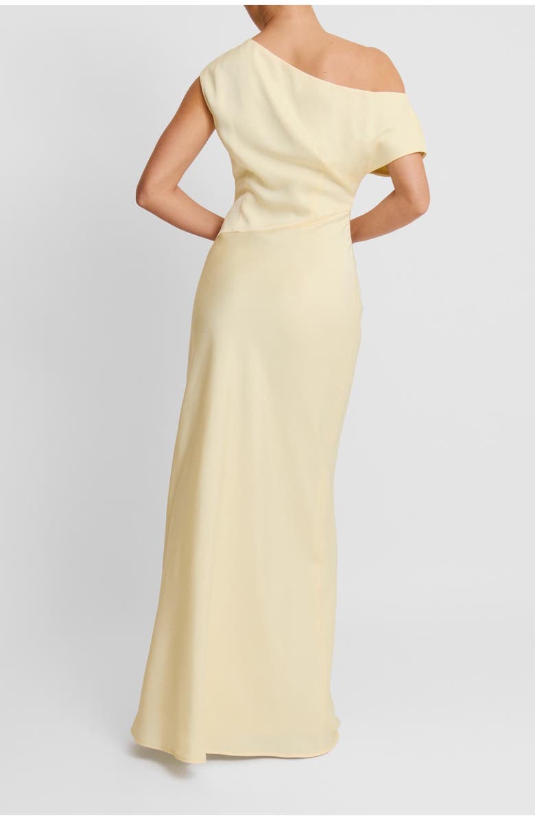 Six Stories Asymmetric Satin Bridesmaid Dress, Alternate, color, Lemon