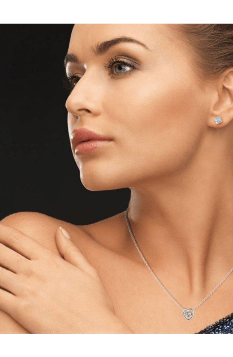 Hollywood Sensation Heart Necklace 18k Gold Cubic Zirconia Crystal, Alternate, color, Silver