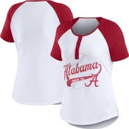 WEAR by Erin Andrews Women's WEAR by Erin Andrews White Alabama Crimson Tide Baseball Logo Raglan Henley T-Shirt