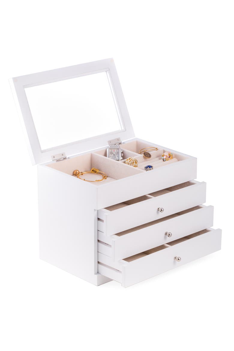 Wood Multilevel Jewelry Box, Alternate, color, WHITE