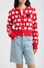 ROWING BLAZERS Cropped Sheep Cotton Cardigan