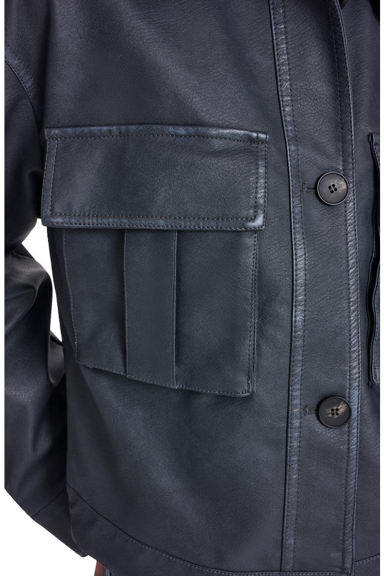 Faux Leather Shirt Jacket, Alternate, color, DARK WASH DENIM