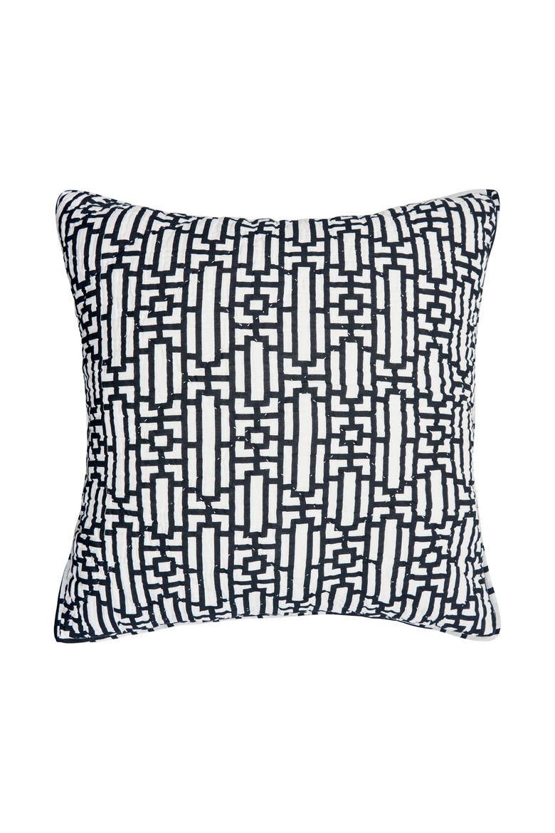 26" x 26" Naya Geometric Cotton Euro Sham - Machine Washable, Main, color, Black