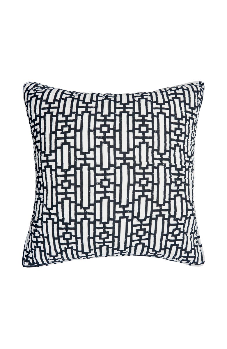 carol & frank 26" x 26" Naya Geometric Cotton Euro Sham - Machine Washable, Main, color, Black