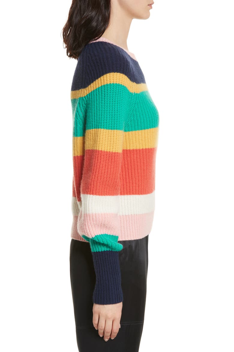 Haady Stripe Wool & Cashmere Sweater, Alternate, color, MULTI STRIPE