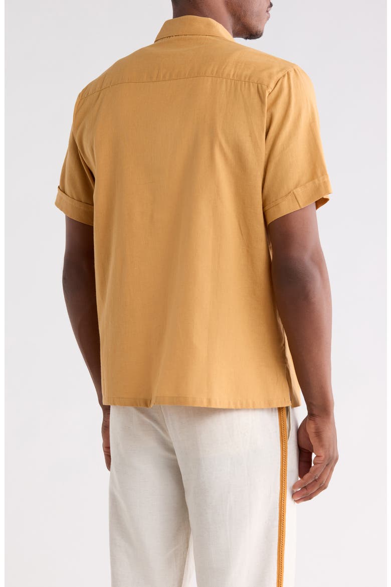Imaran Embroidered Button-Up Shirt, Alternate, color, CAMEL
