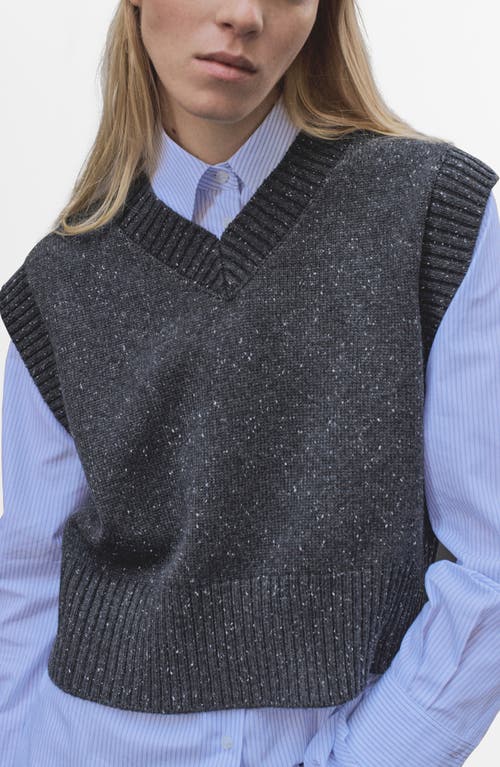 Mango V-neck Knitted Gilet Medium Heather Grey In Medium Heather Grey