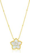 SIMONA Cubic Zirconia & Mother-of-Pearl Flower Pendant Necklace