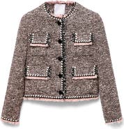 MANGO Button Front Tweed Jacket