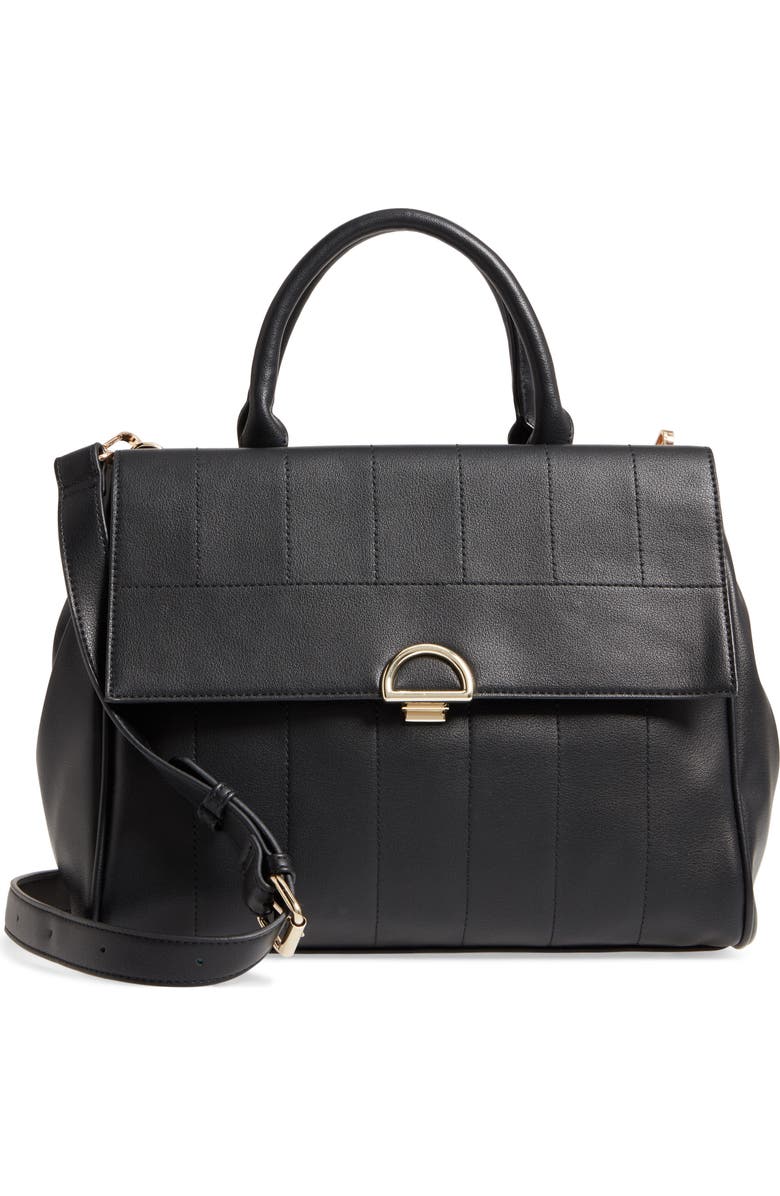 Sole Society Tracy Quilted Faux Leather Satchel, Main, color,