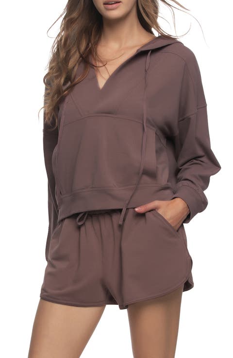 Kimora Relaxed Fit Cotton Blend Terry Hoodie & Shorts Pajamas