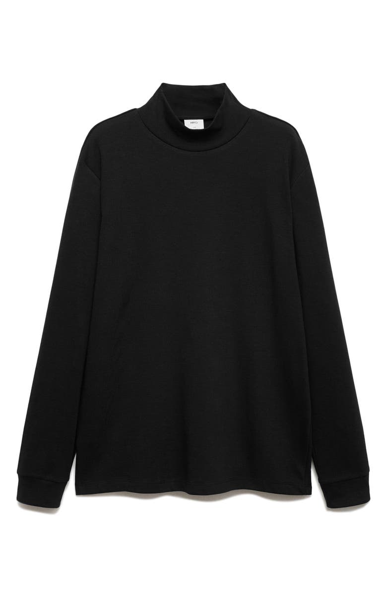 MANGO Long Sleeve Cotton Mock Neck T-Shirt, Alternate, color, 