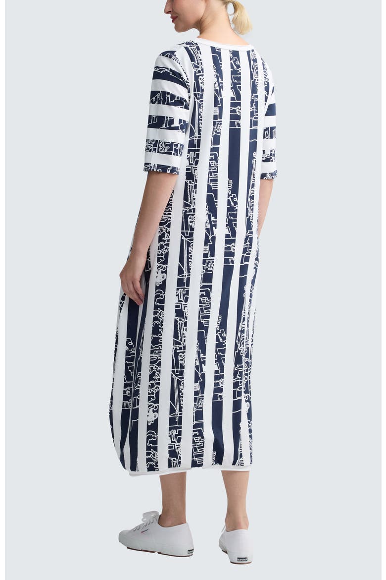Amethyst Striped Jersey Dress, Alternate, color, Navy