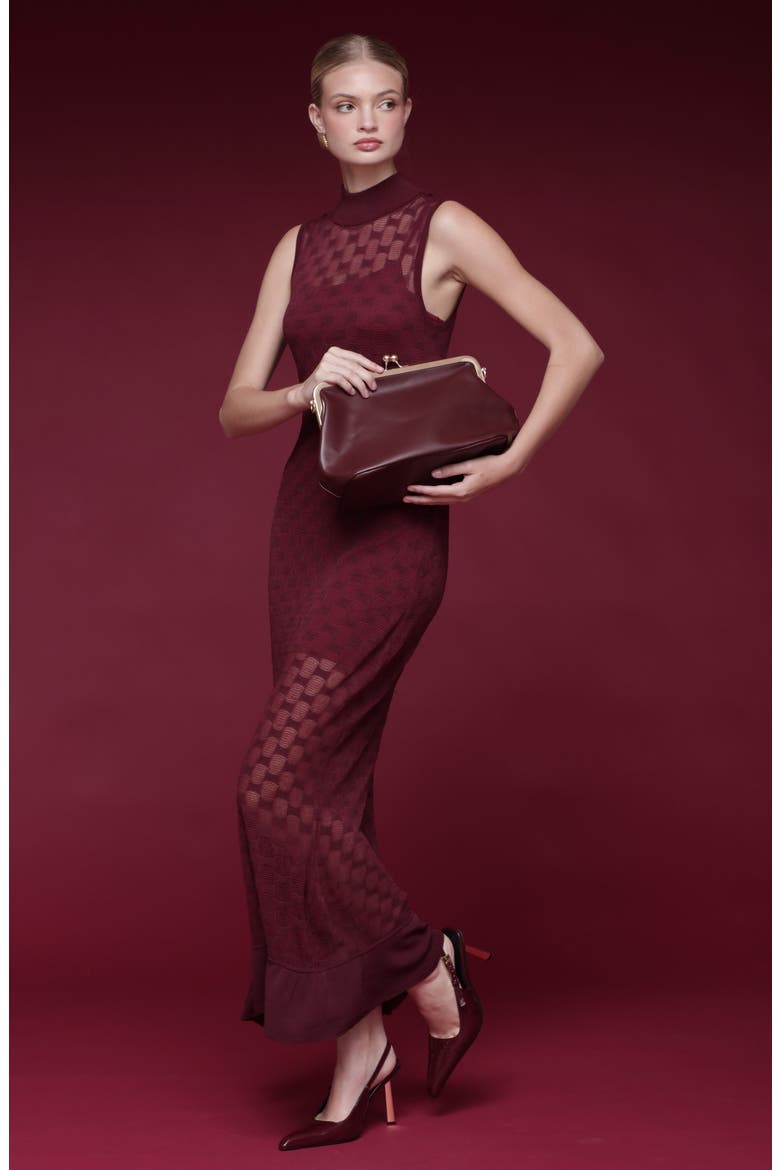 Mock Neck Midi Sweater Dress, Alternate, color, BURGUNDY