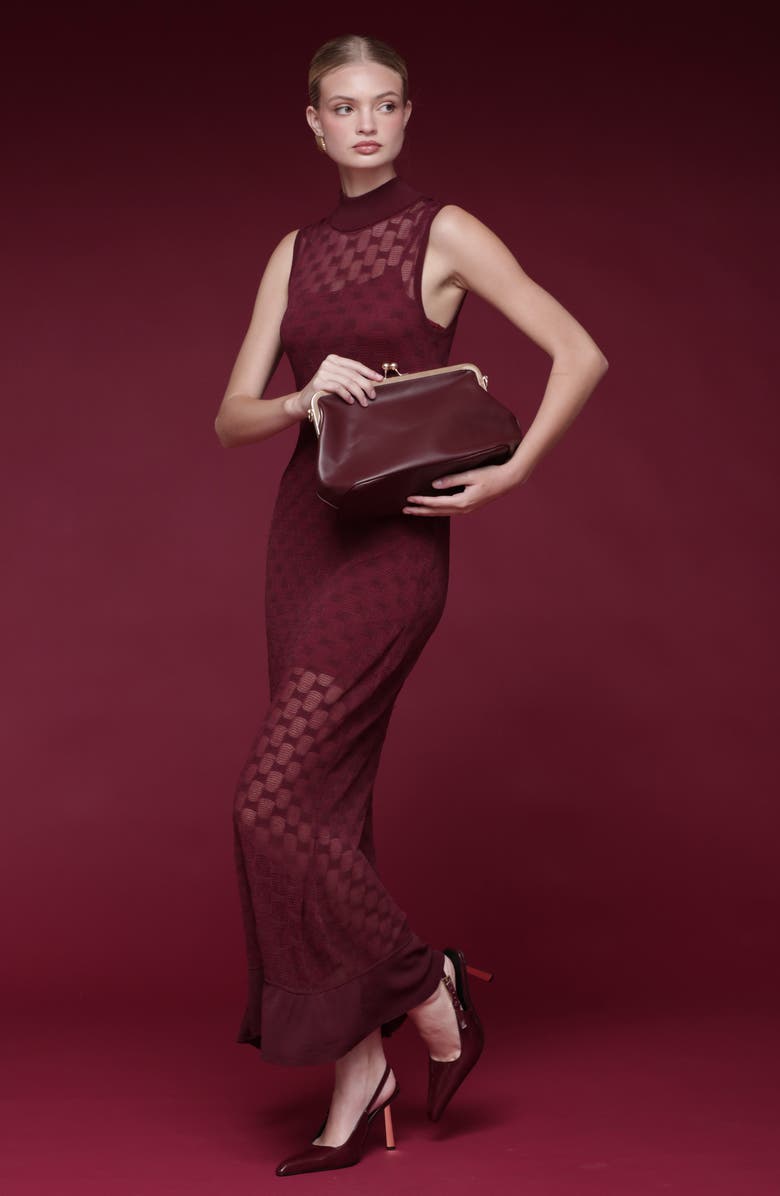 Avec Les Filles Mock Neck Midi Sweater Dress, Alternate, color, Burgundy