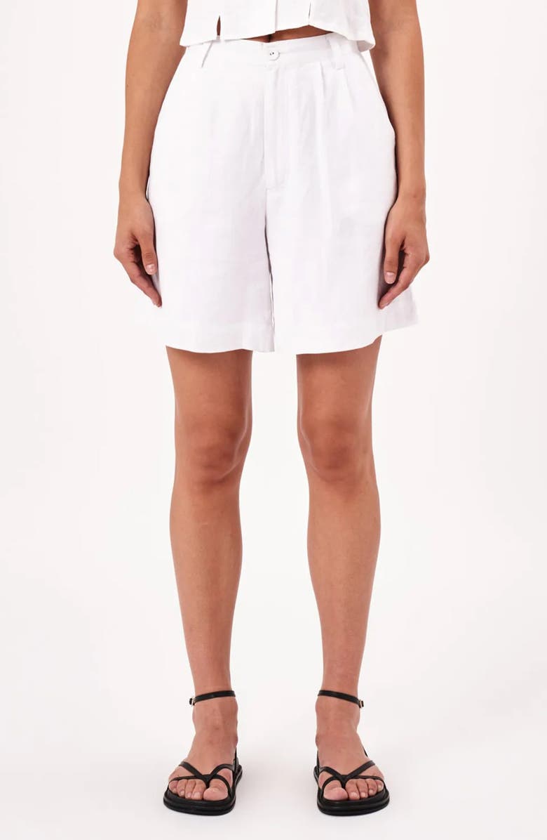 Rolla’s Horizon High Waist Linen Blend Shorts, Alternate, color, White