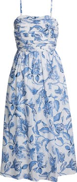 Halogen® Pleated Back Cutout Cotton Maxi Sundress