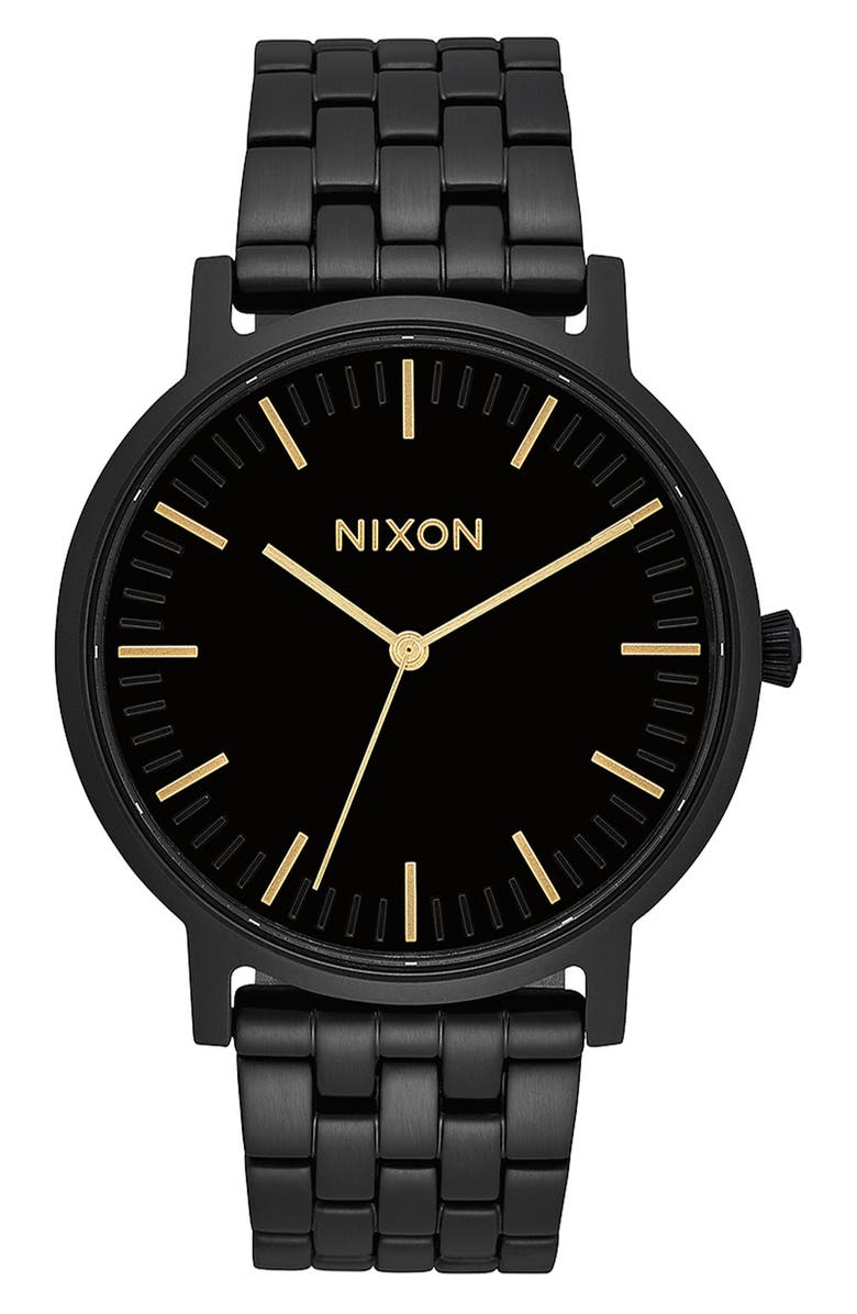 Nixon Porter Bracelet Watch, 40mm, Main, color, Black/ Gold/ Black