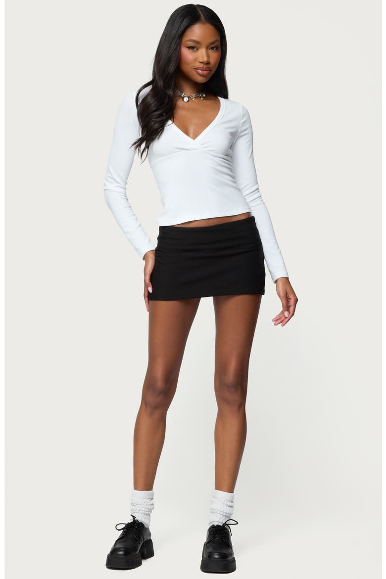 Doron Long Sleeve V-Neck Crop Top, Alternate, color, WHITE
