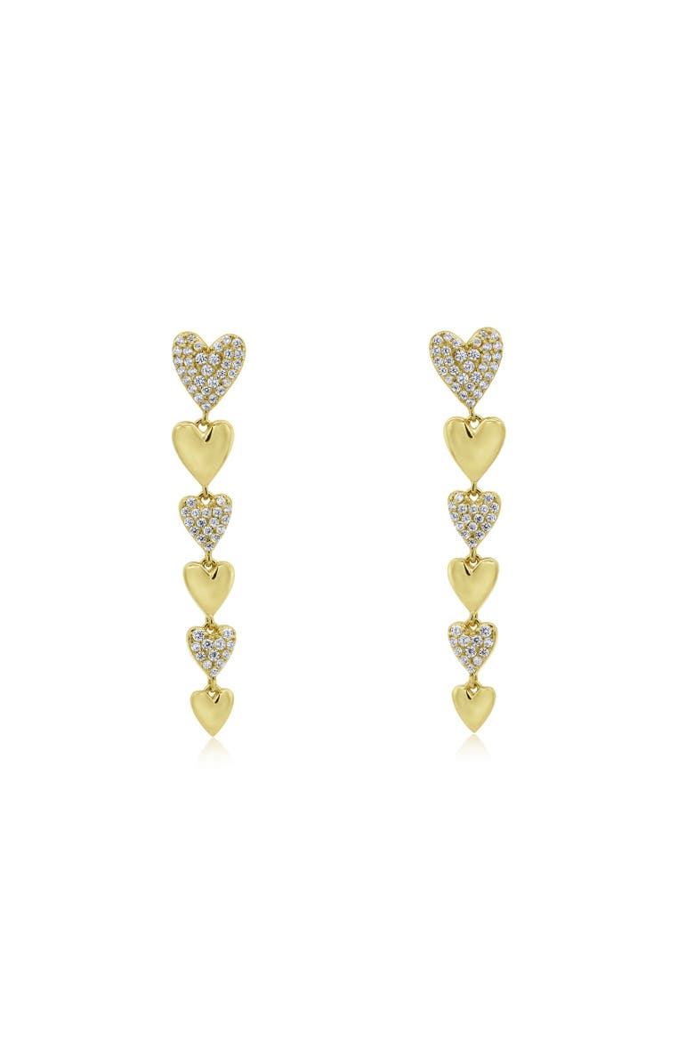 CZ Alternating Heart Dangle Earrings, Alternate, color, Gold Plated Sterling Silver