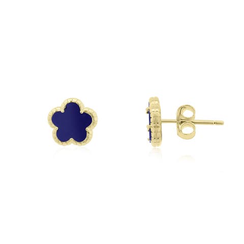 Lapis Spring Flower Stud Earrings