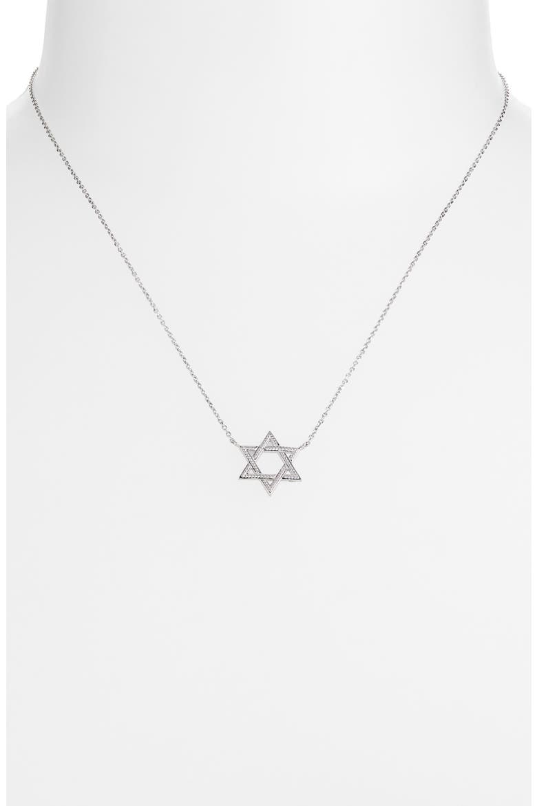 Dew Drop Star of David Pendant, Alternate, color, SILVER