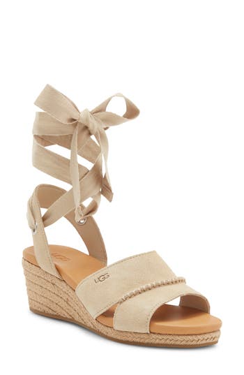 Ugg ® Taia Ankle Tie Wedge Sandal In Mustard Seed