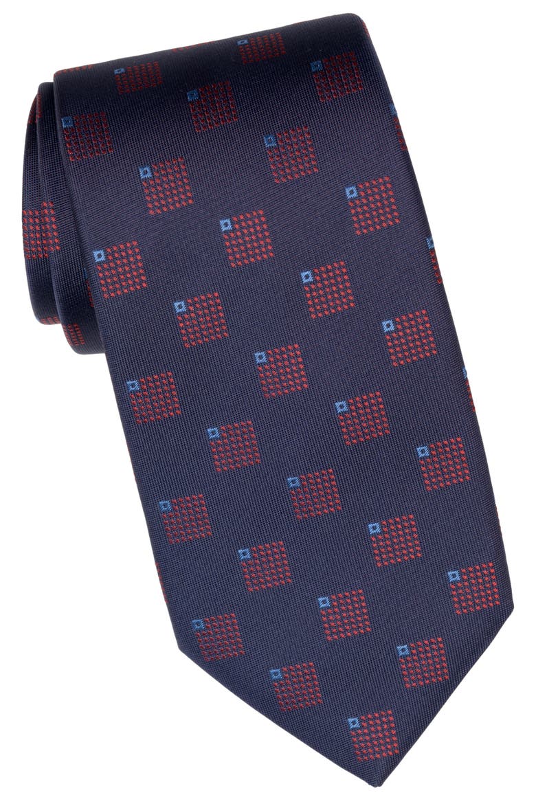 Siena - Extra Long Silk Jacquard Tie for Men, Alternate, color, Navy