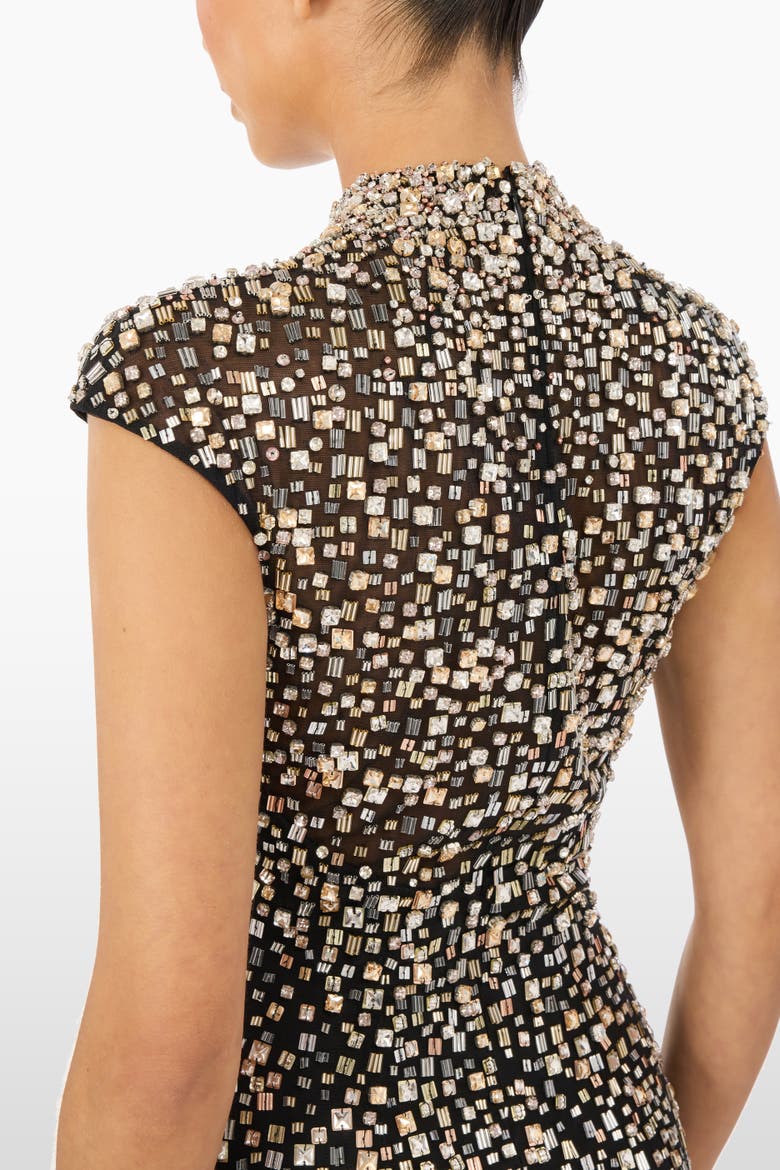 Treasure Beaded Maxi Dress, Alternate, color, Liquorice