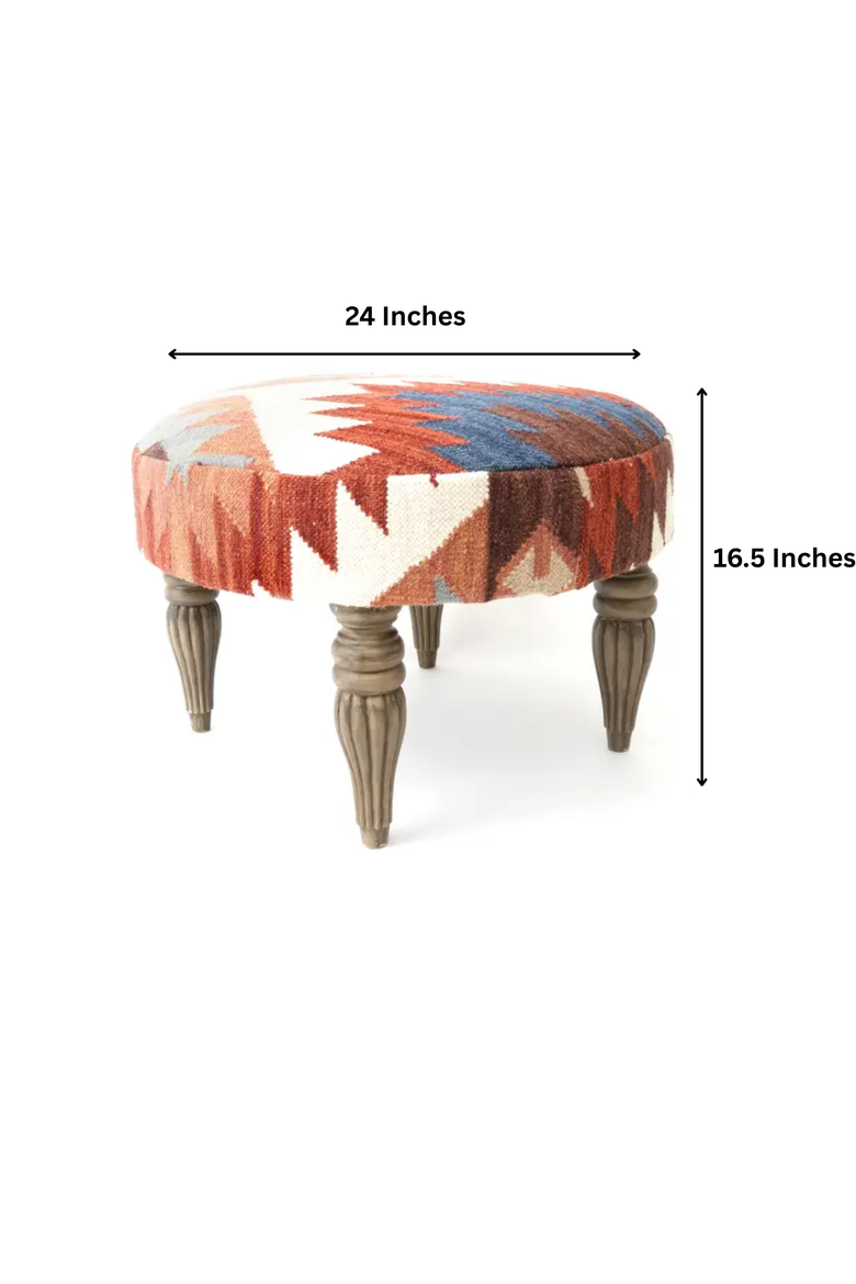 Tribal Kilim Pattern Footstool, Alternate, color, Brown