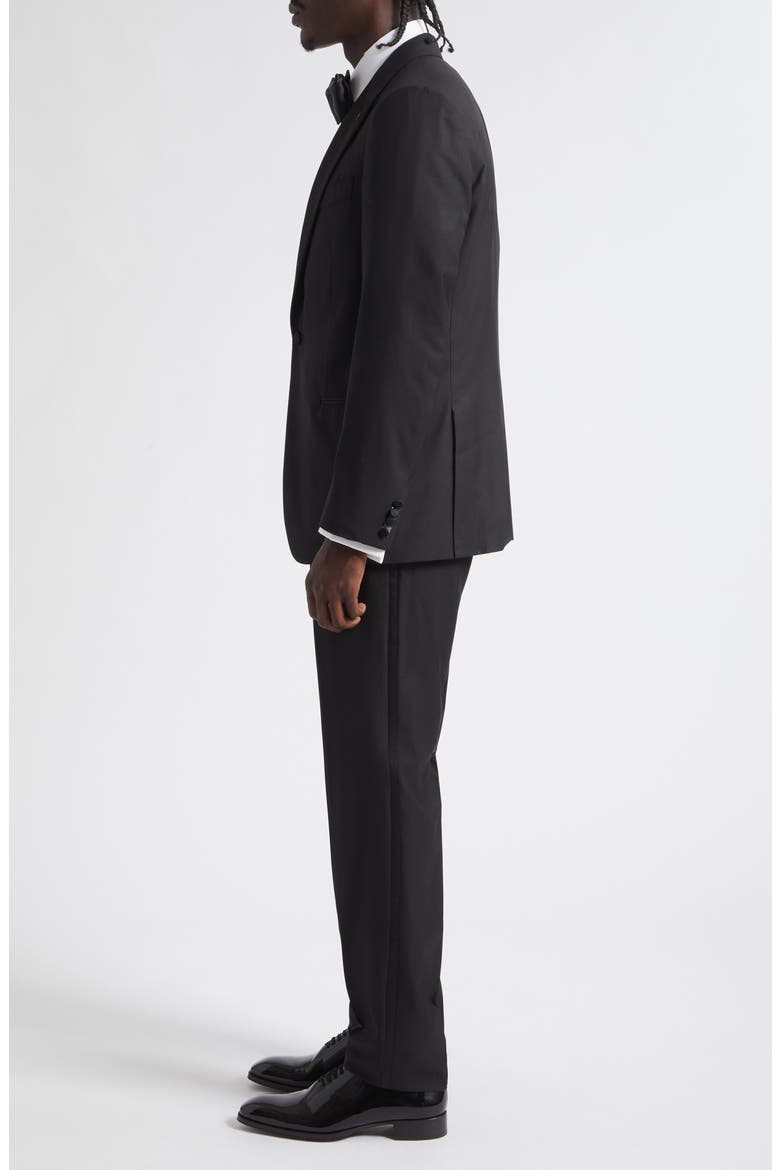 Sanita Super 160s Wool Peak Lapel Tuxedo, Alternate, color, BLACK