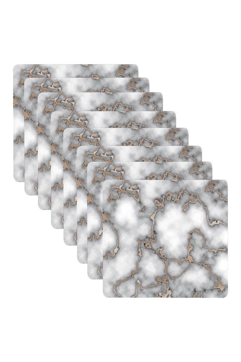 Marble Print Set of 8 Placemats, Alternate, color, SMOKEY GOLD